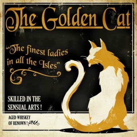 Flier for "The Golden Cat" establishment in Dishonored