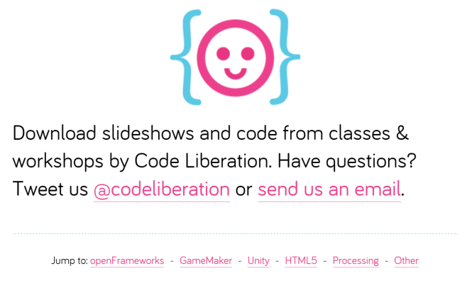 Screenshot of Code Liberation's Github.io page